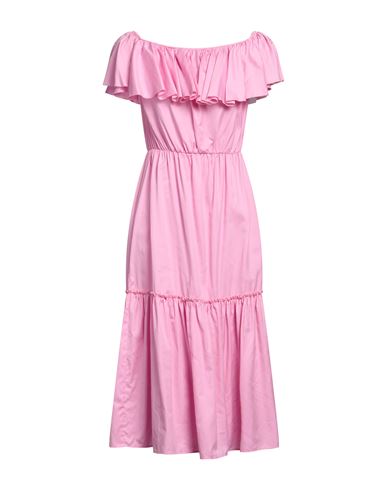 Federica Tosi Woman Midi Dress Pink Size 4 Cotton, Silk