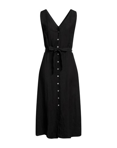 120% Woman Midi Dress Black Size 10 Linen