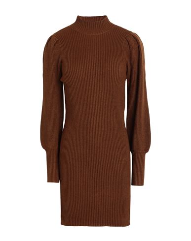 Only Woman Mini Dress Brown Size L Viscose, Nylon, Polyester
