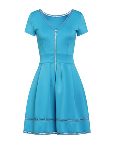 Patrizia Pepe Woman Mini Dress Azure Size 4 Cotton, Elastane In Blue