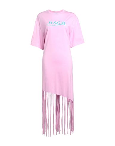 Msgm Woman Long Dress Pink Size M Cotton
