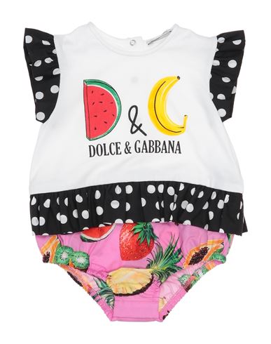 Dolce & Gabbana Newborn Girl Baby Bodysuit White Size 3 Cotton, Polyurethane