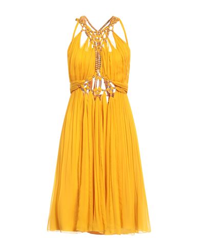 Alberta Ferretti Woman Midi Dress Ocher Size 6 Silk In Yellow