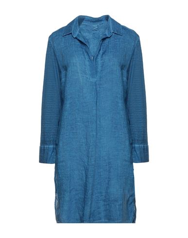 120% Woman Short Dress Azure Size Xs Linen In Blue