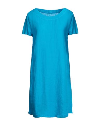 120% Woman Short Dress Blue Size 6 Linen