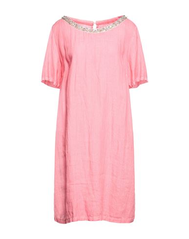 120% Woman Short Dress Salmon Pink Size 2 Linen