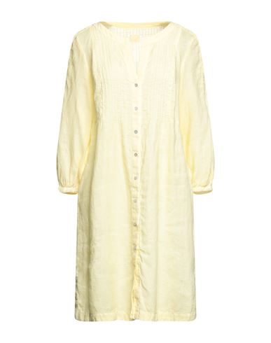 120% Woman Short Dress Yellow Size 8 Linen
