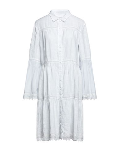 120% Woman Midi Dress Light Grey Size 6 Linen In Grey