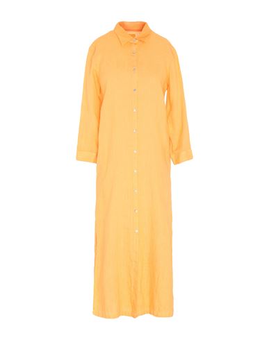 120% Woman Midi Dress Apricot Size 2 Linen In Orange