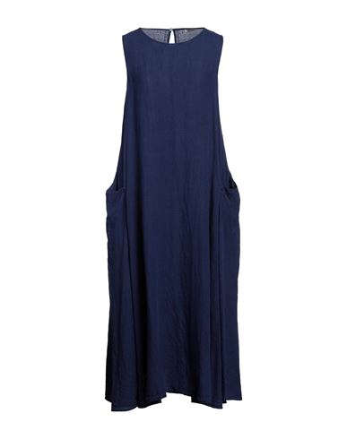 Shop Rossopuro Woman Midi Dress Light Blue Size L Linen