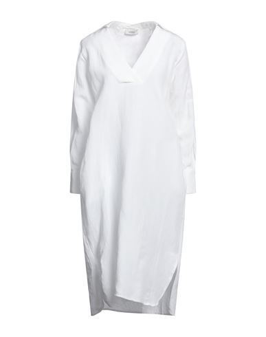 Shop Alpha Studio Woman Midi Dress White Size 6 Linen, Viscose