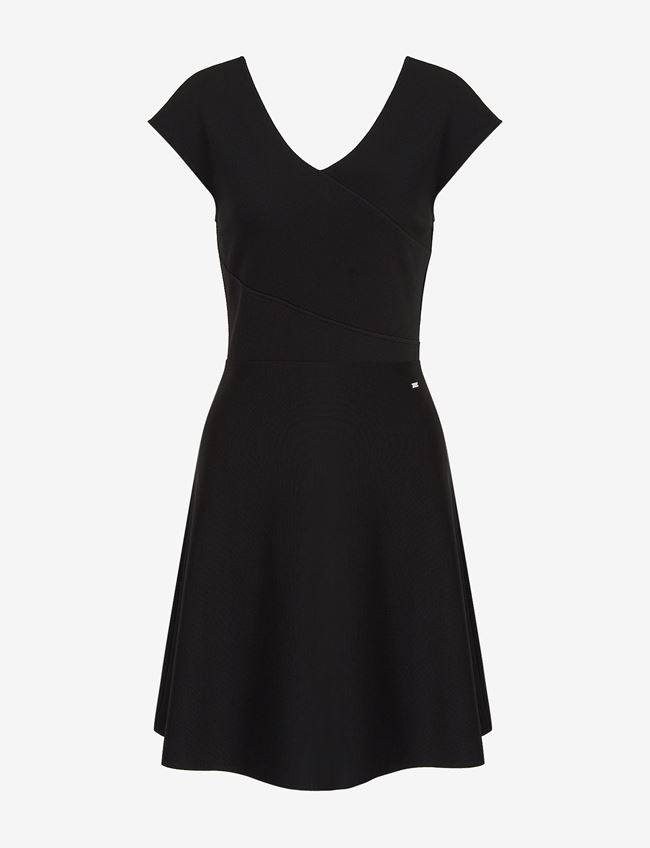 Armani Exchange Vestito Corto Nero Poliestere, Elastan