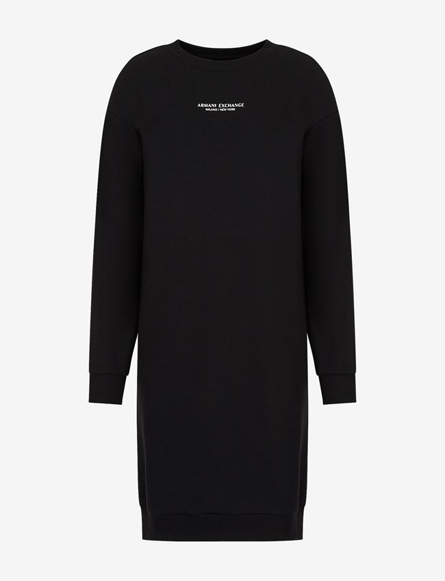 Armani Exchange Vestito Lungo Nero Cotone, Poliammide