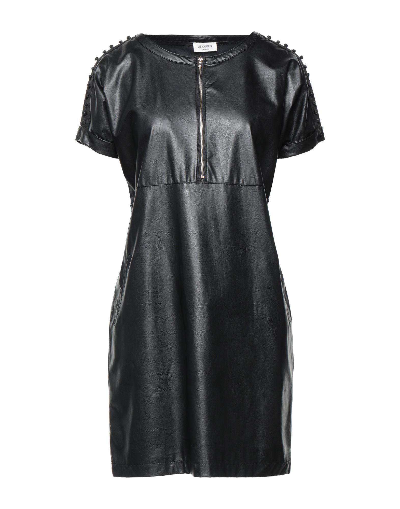＜YOOX＞ LE COEUR TWINSET レディース ミニワンピース＆ドレス ブラック XS レーヨン 100% / ポリエステル