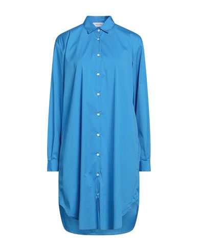 Aglini Woman Short Dress Azure Size 10 Cotton, Polyamide, Elastane In Blue