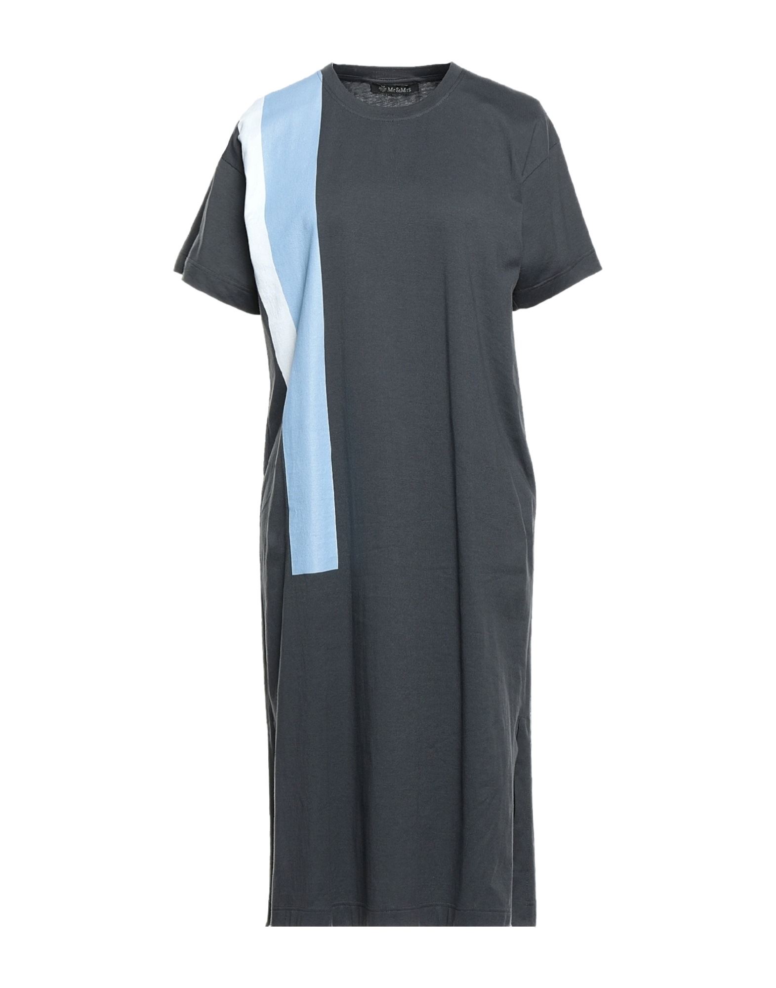 Mr & Mrs Italy Woman Midi Dress Lead Size S Cotton In Grey
