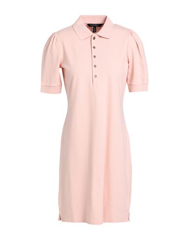 Lauren Ralph Lauren Collared Shift Dress Woman Mini Dress Light Pink Size Xl Cotton, Elastane