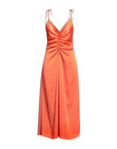 Sandro Woman Long Dress Orange Size 4 Polyester