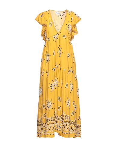 Dixie Woman Midi Dress Ocher Size S Cotton, Polyester In Yellow