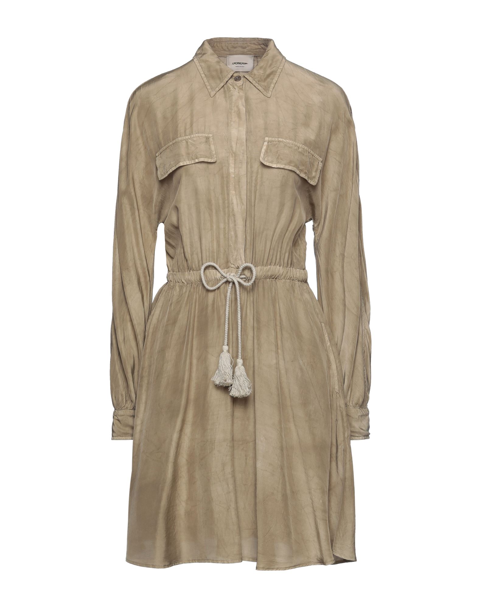 Shop Dondup Woman Mini Dress Khaki Size 12 Viscose, Modal, Silk In Beige