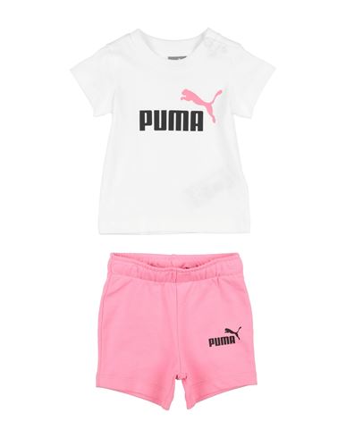 Puma Minicats Tee & Shorts Set Newborn Baby Set White Size 3 Cotton, Polyester