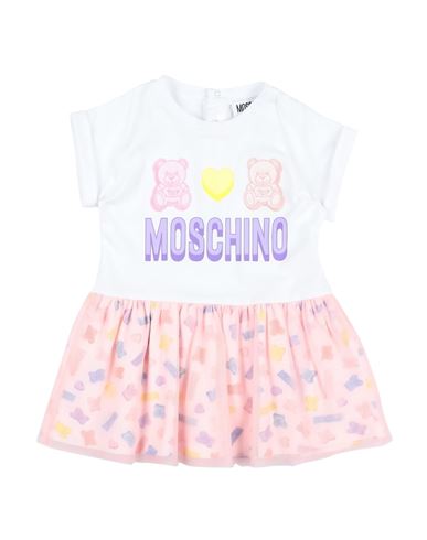 Moschino Baby Newborn Girl Baby Dress White Size 3 Cotton, Elastane, Polyamide, Polyester