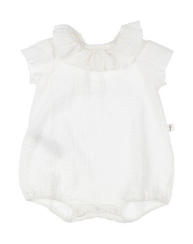 Teddy & Minou Newborn Girl Baby Jumpsuits White Size 3 Cotton
