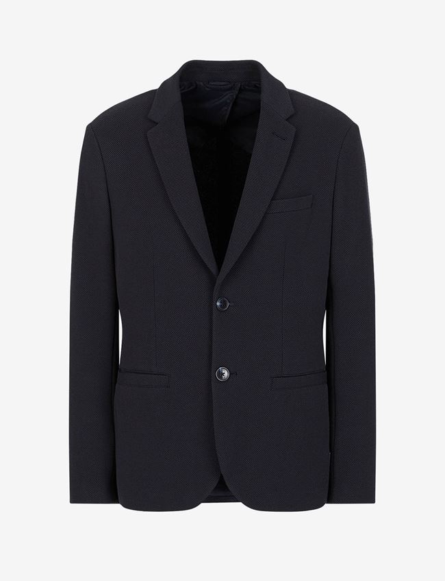 Armani Exchange Giacca Blu Navy Poliestere, Cotone, Elastan