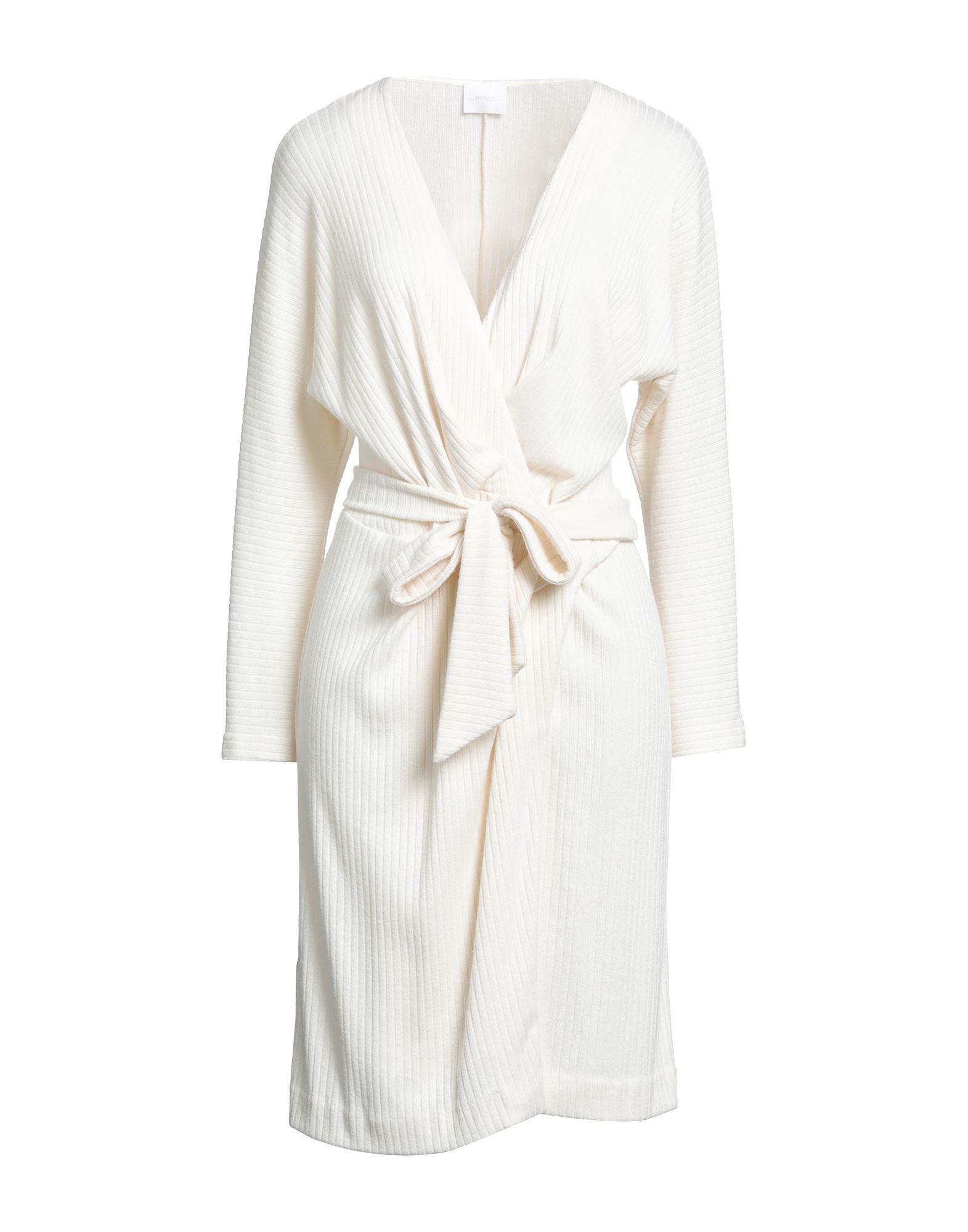 Merci .., Woman Midi Dress Ivory Size 4 Viscose, Polyester, Nylon, Elastane In White