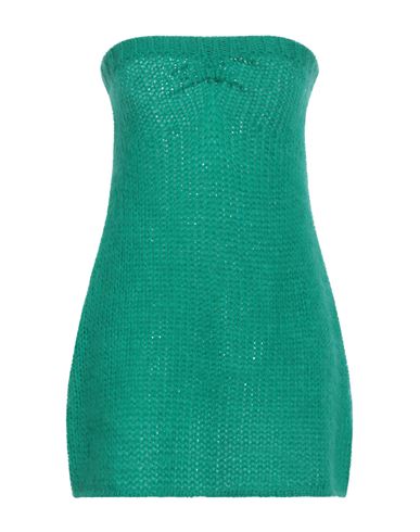 Laneus Woman Mini Dress Emerald Green Size 6 Mohair Wool, Polyamide, Wool