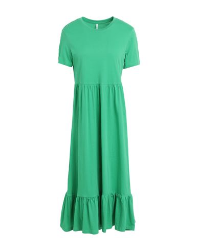 Only Woman Midi Dress Green Size L Cotton