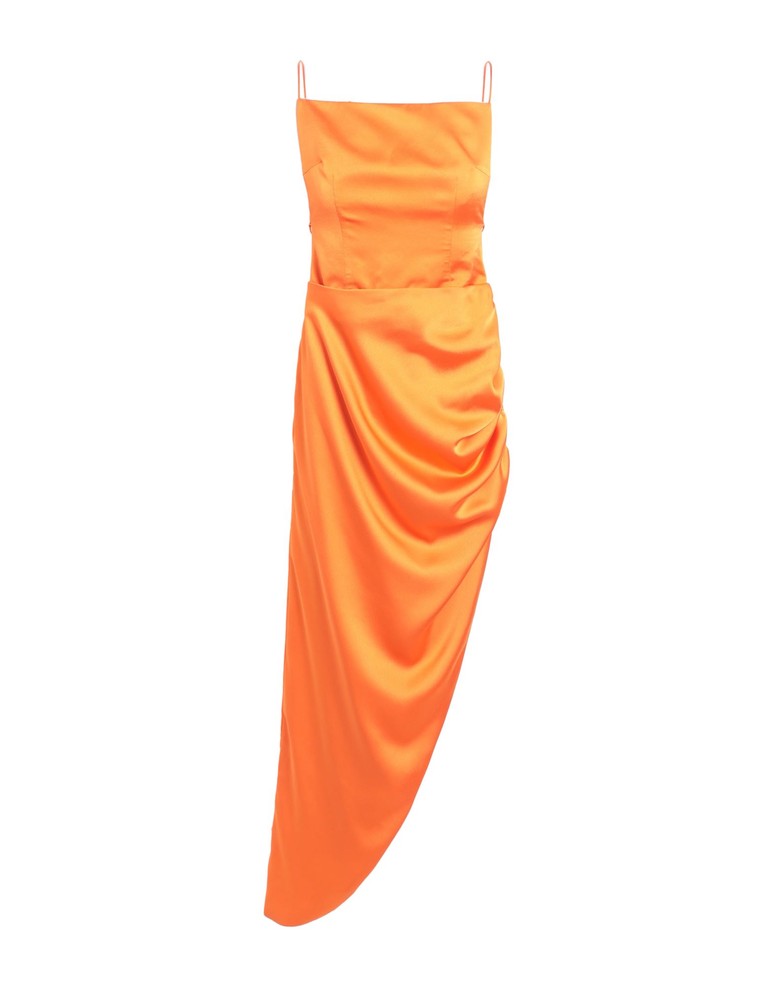 Shop Nineminutes Abito In Raso Woman Midi Dress Orange Size 8 Polyester, Elastane