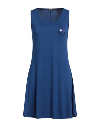Odi Et Amo Woman Short Dress Bright Blue Size M Cotton