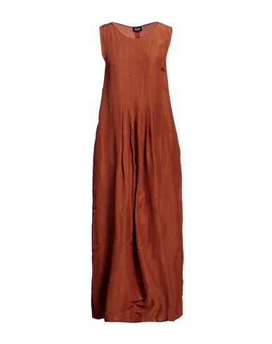 Emme By Marella Woman Maxi Dress Rust Size 8 Viscose, Linen In Red