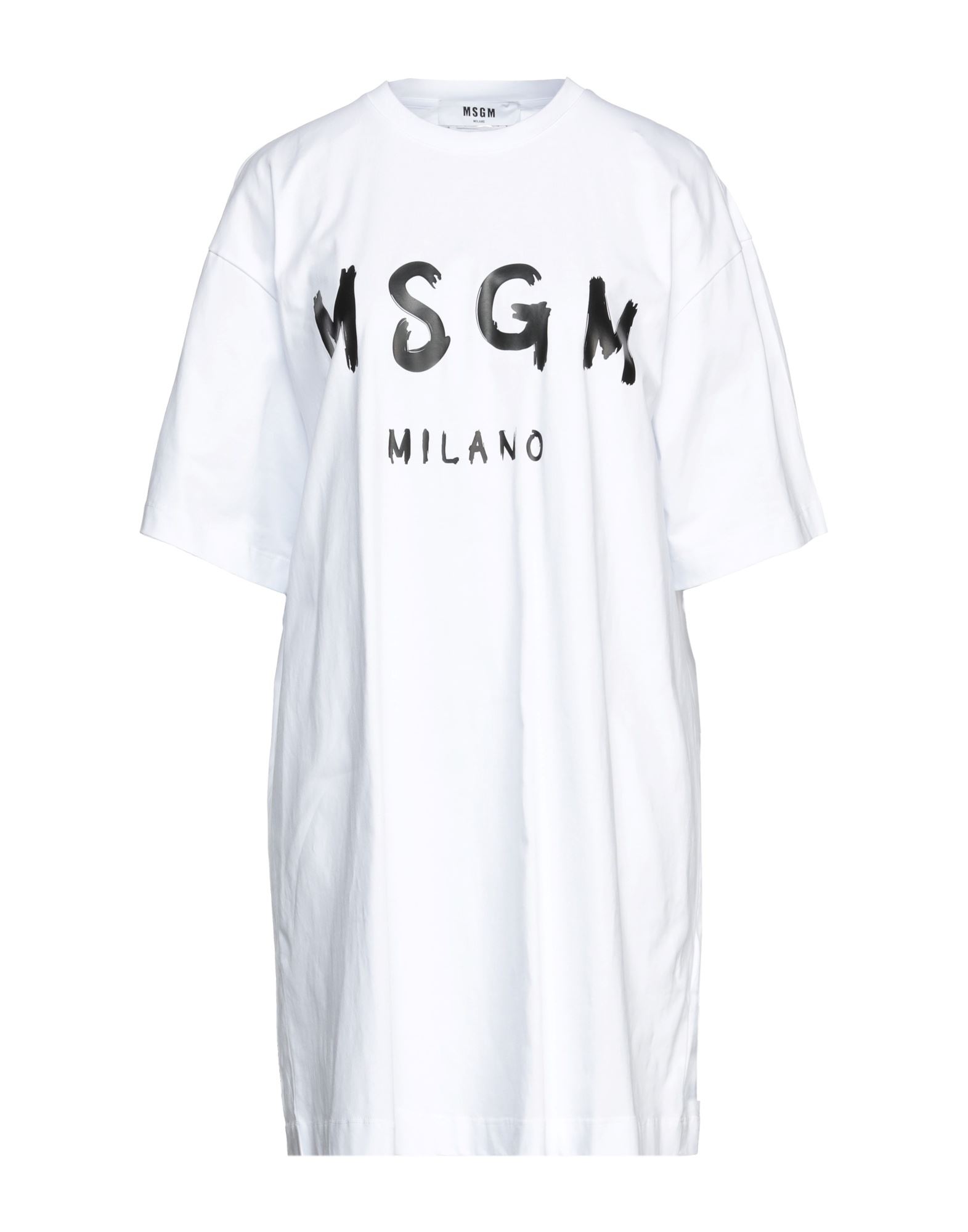 Msgm Printed Logo T-shirt Dress In White