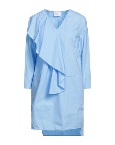 Dondup Woman Mini Dress Sky Blue Size 4 Cotton, Elastane