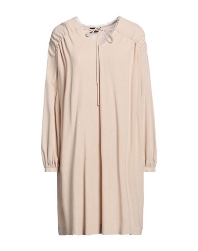 Ottod'ame Woman Mini Dress Beige Size 4 Rayon, Virgin Wool