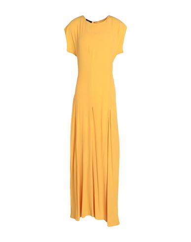 Shop Les Copains Woman Maxi Dress Ocher Size 6 Acetate, Silk In Yellow
