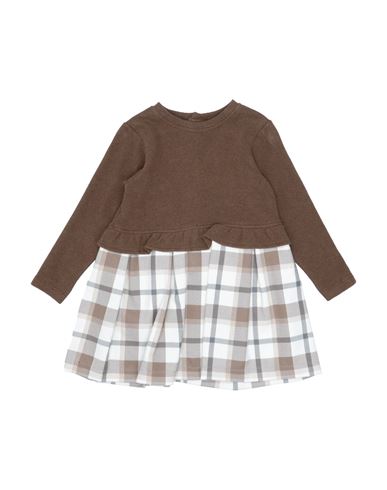Aletta Newborn Girl Baby Dress Brown Size 3 Cotton, Polyester