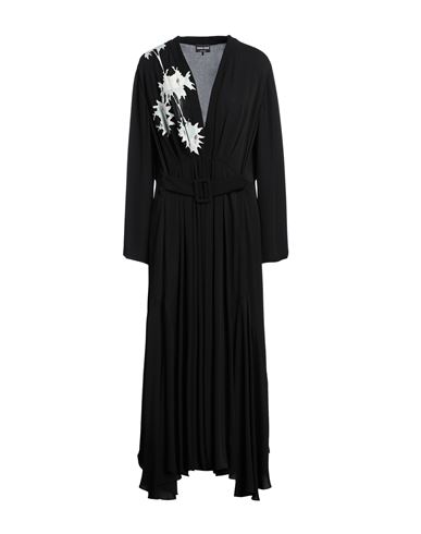 Giorgio Armani Woman Midi Dress Black Size 12 Silk, Metallic Fiber