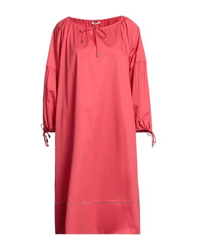 Peserico Woman Midi Dress Coral Size 8 Cotton, Elastane In Red