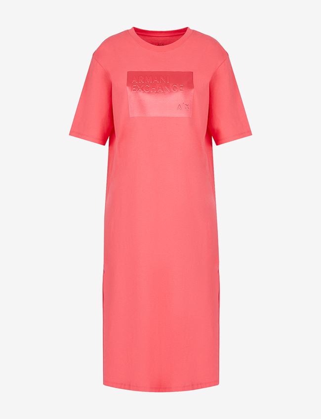 Armani Exchange Vestito Corto Corallo Tenue Cotone