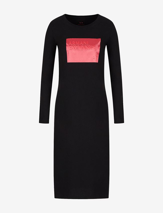Armani Exchange Vestito Midi Nero Cotone
