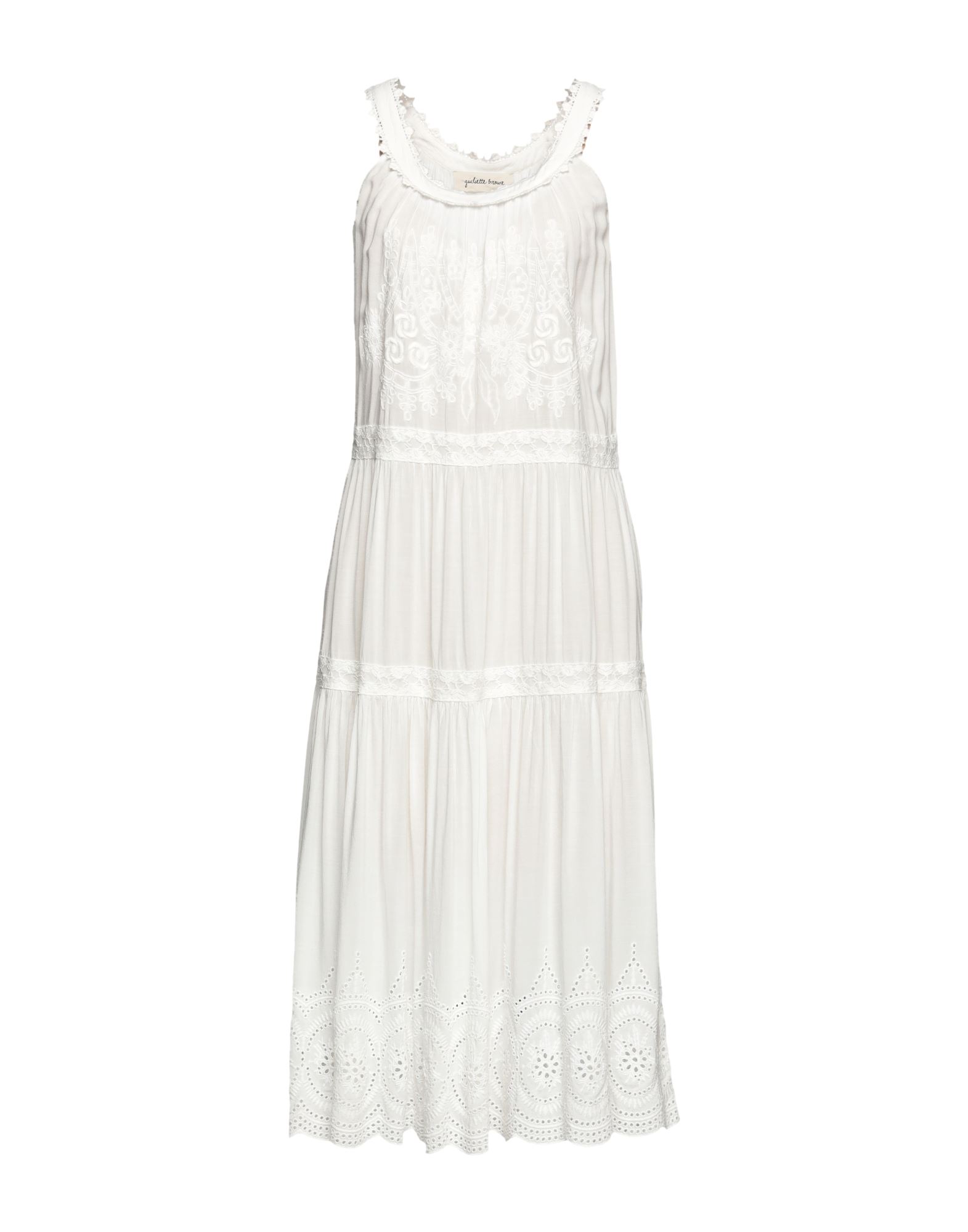 Giuliette Brown Midi Dresses In White