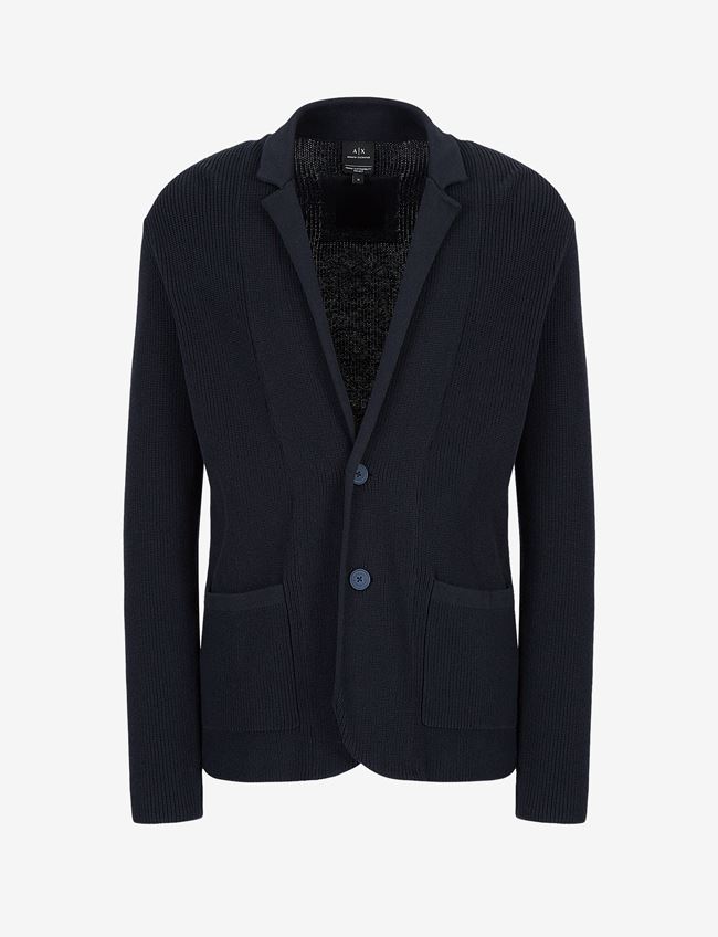 Armani Exchange Giacca Blu Navy Cotone, Poliammide