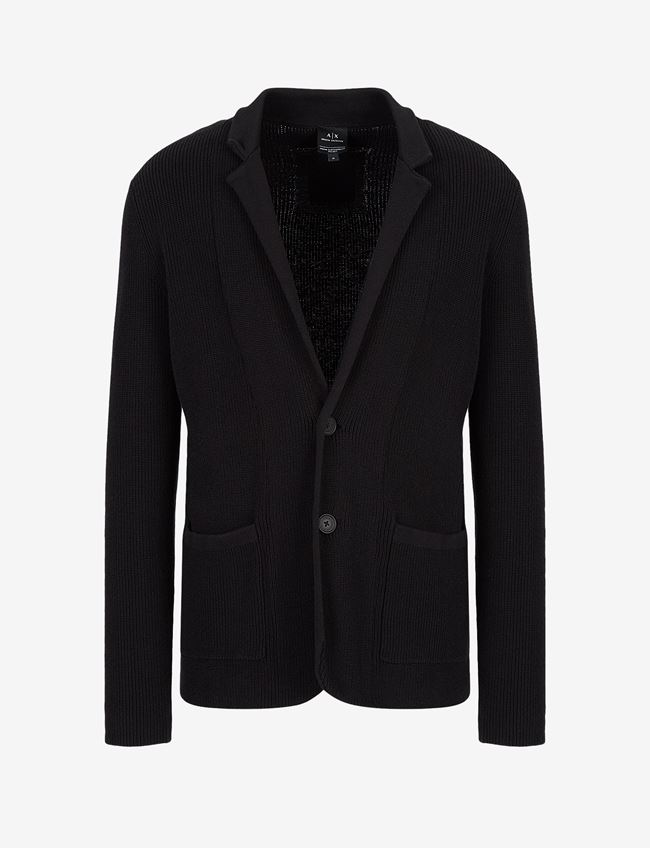 Armani Exchange Giacca Nero Cotone, Poliammide