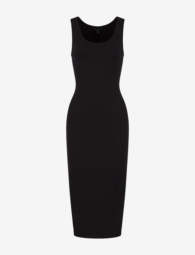 Armani Exchange Vestito Midi Nero Viscosa, Poliammide, Elastan