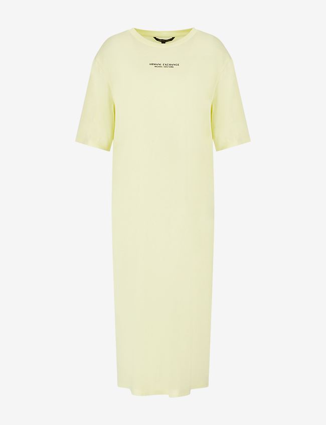 Armani Exchange Vestito Midi Giallo Chiaro Cotone