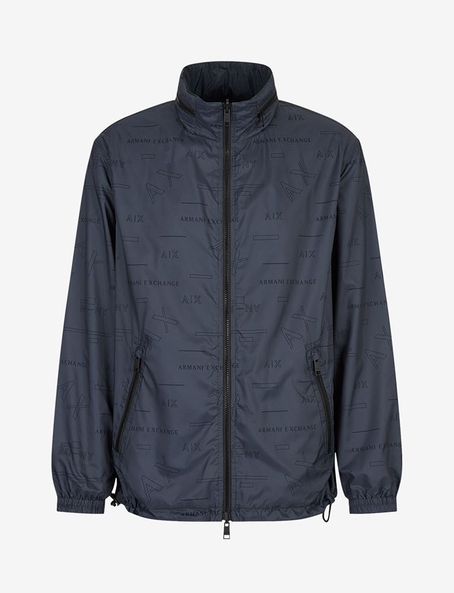 Armani Exchange Blouson Jacket Navy Blue Polyester | ModeSens