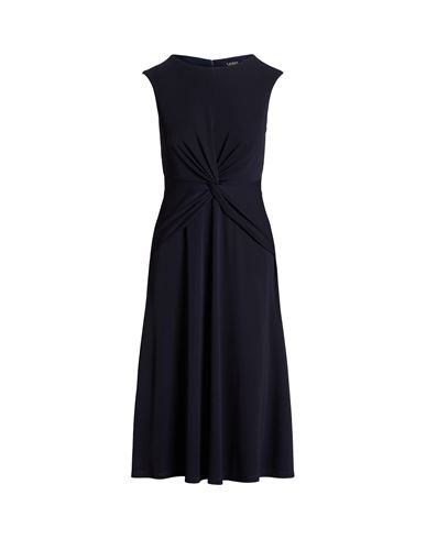 Lauren Ralph Lauren Twist-front Jersey Dress Woman Midi Dress Navy Blue Size 10 Polyester, Elastane